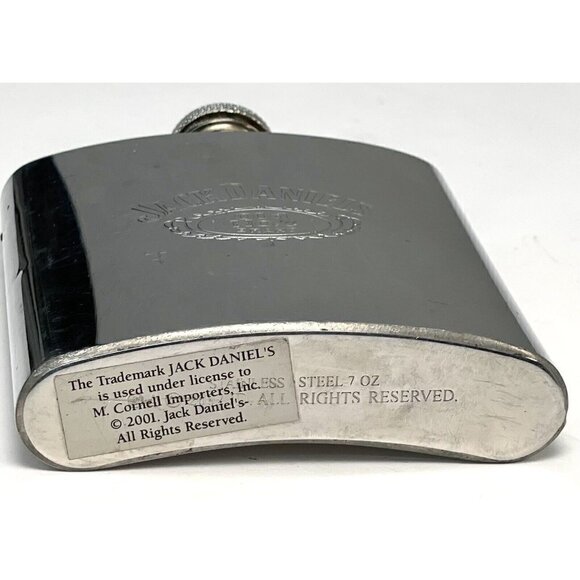 2002 JACK DANIELS Whiskey 7oz Stainless Steel Etched Logo Pocket HIP FLASK HTF - Picture 6 of 6